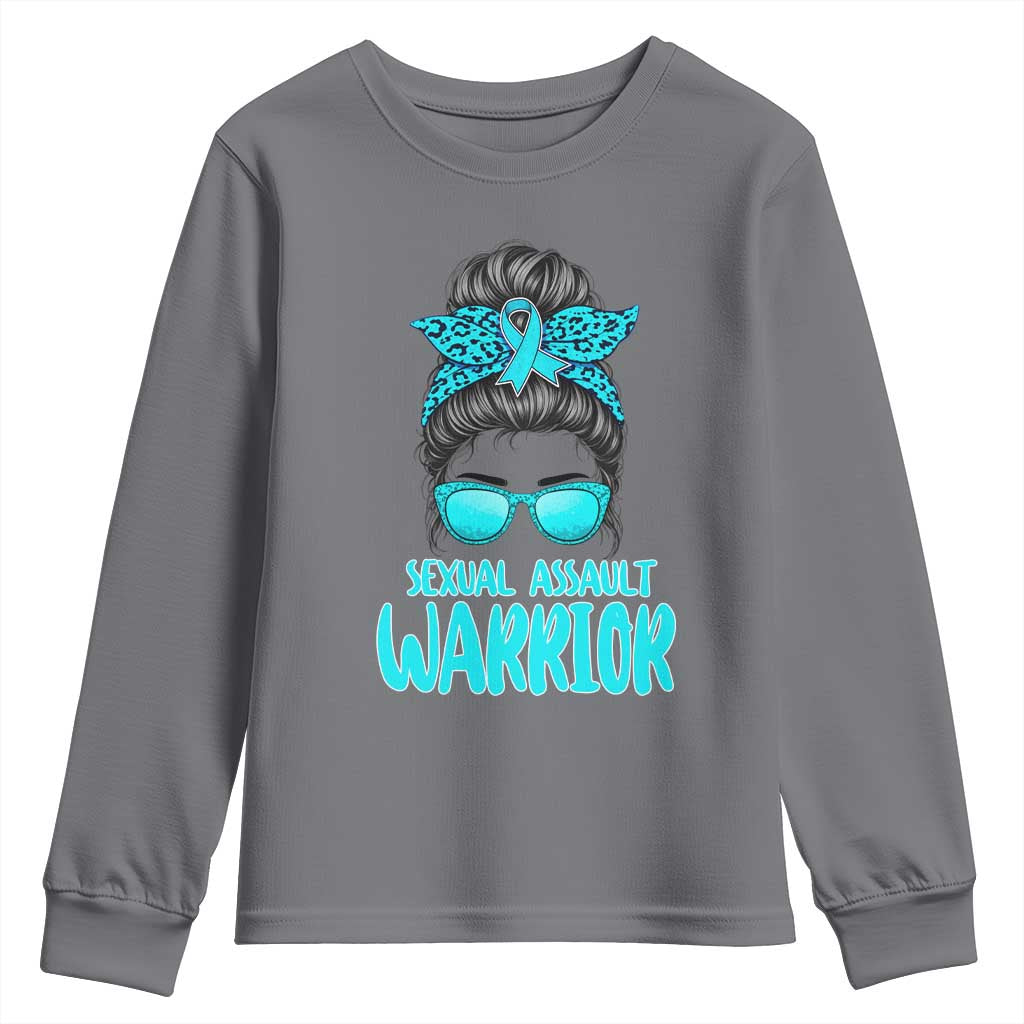 Sexual Assault Prevention Support Youth Sweatshirt Messy Bun Women Survivors