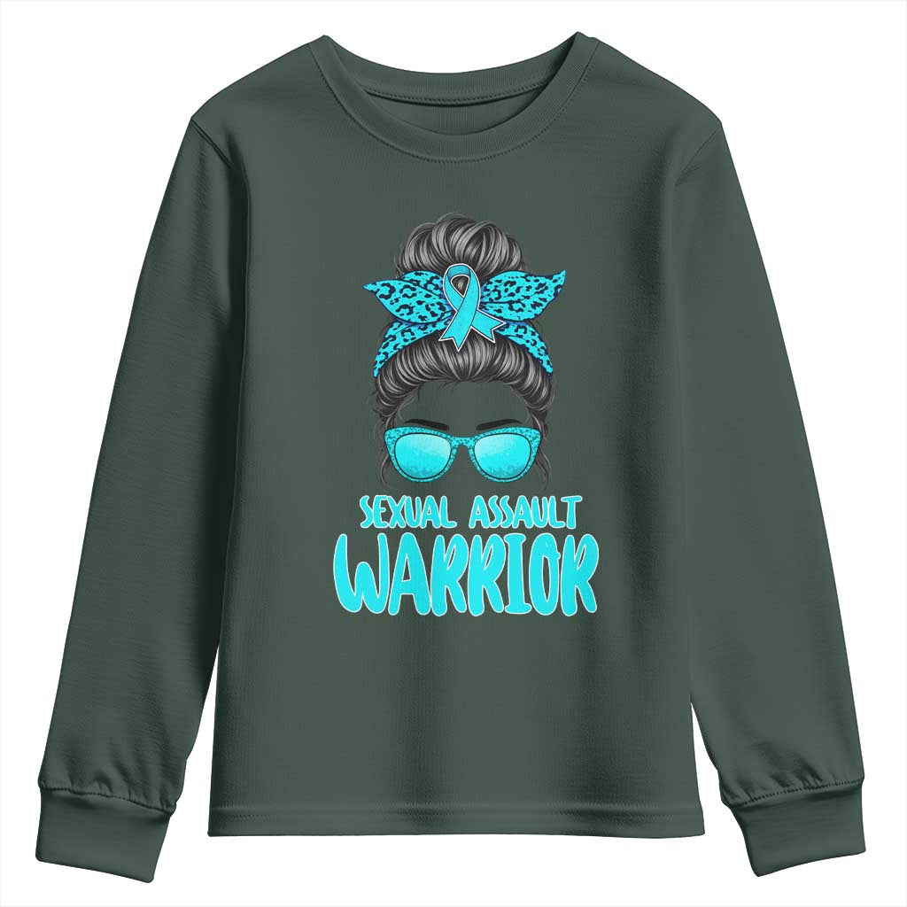 Sexual Assault Prevention Support Youth Sweatshirt Messy Bun Women Survivors