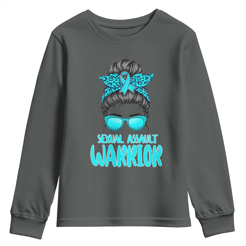 Sexual Assault Prevention Support Youth Sweatshirt Messy Bun Women Survivors