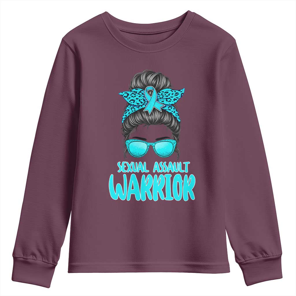 Sexual Assault Prevention Support Youth Sweatshirt Messy Bun Women Survivors