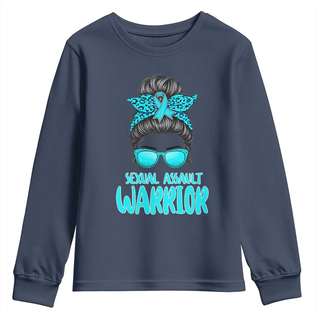 Sexual Assault Prevention Support Youth Sweatshirt Messy Bun Women Survivors