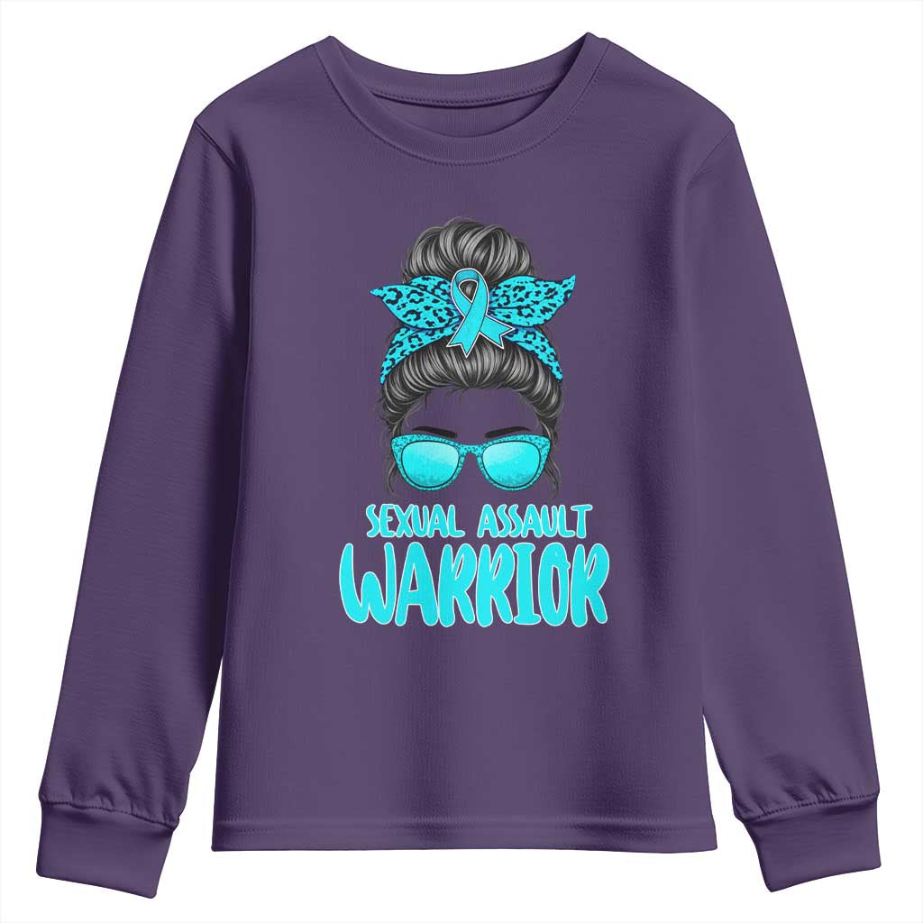 Sexual Assault Prevention Support Youth Sweatshirt Messy Bun Women Survivors