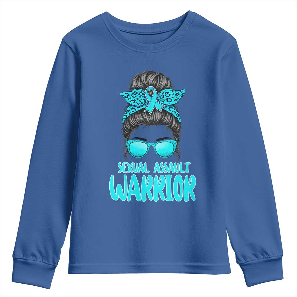 Sexual Assault Prevention Support Youth Sweatshirt Messy Bun Women Survivors