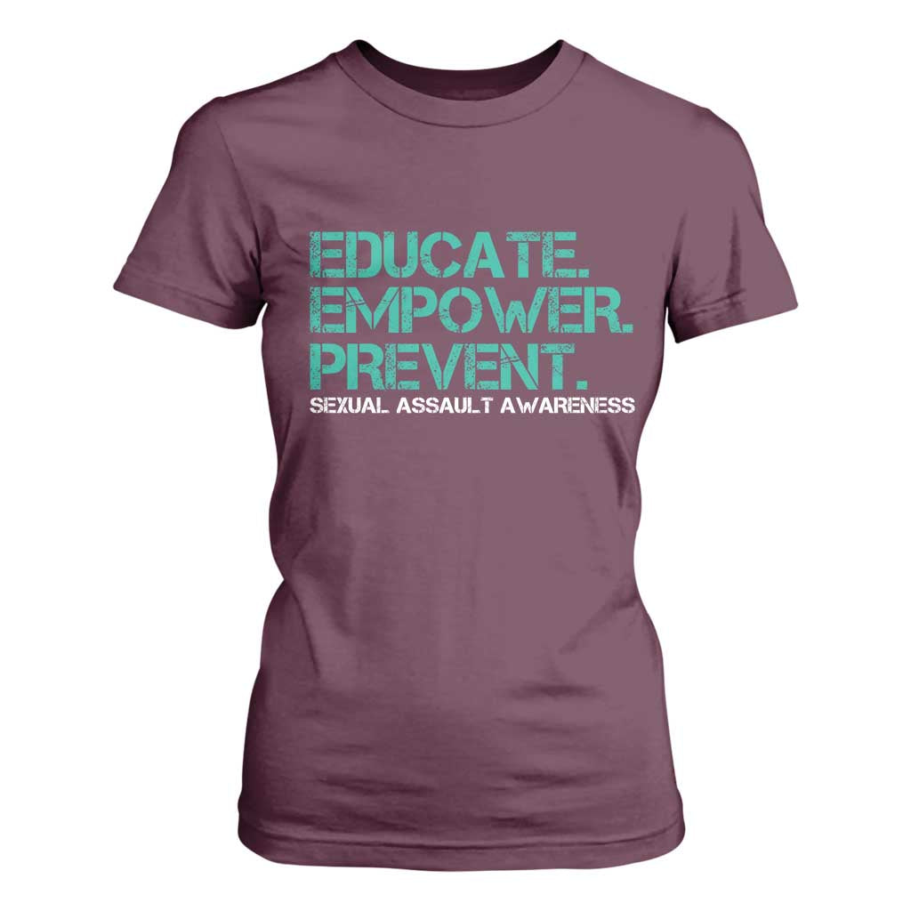 Sexual Assault Prevention Support T Shirt For Women Educate Empower Prevent