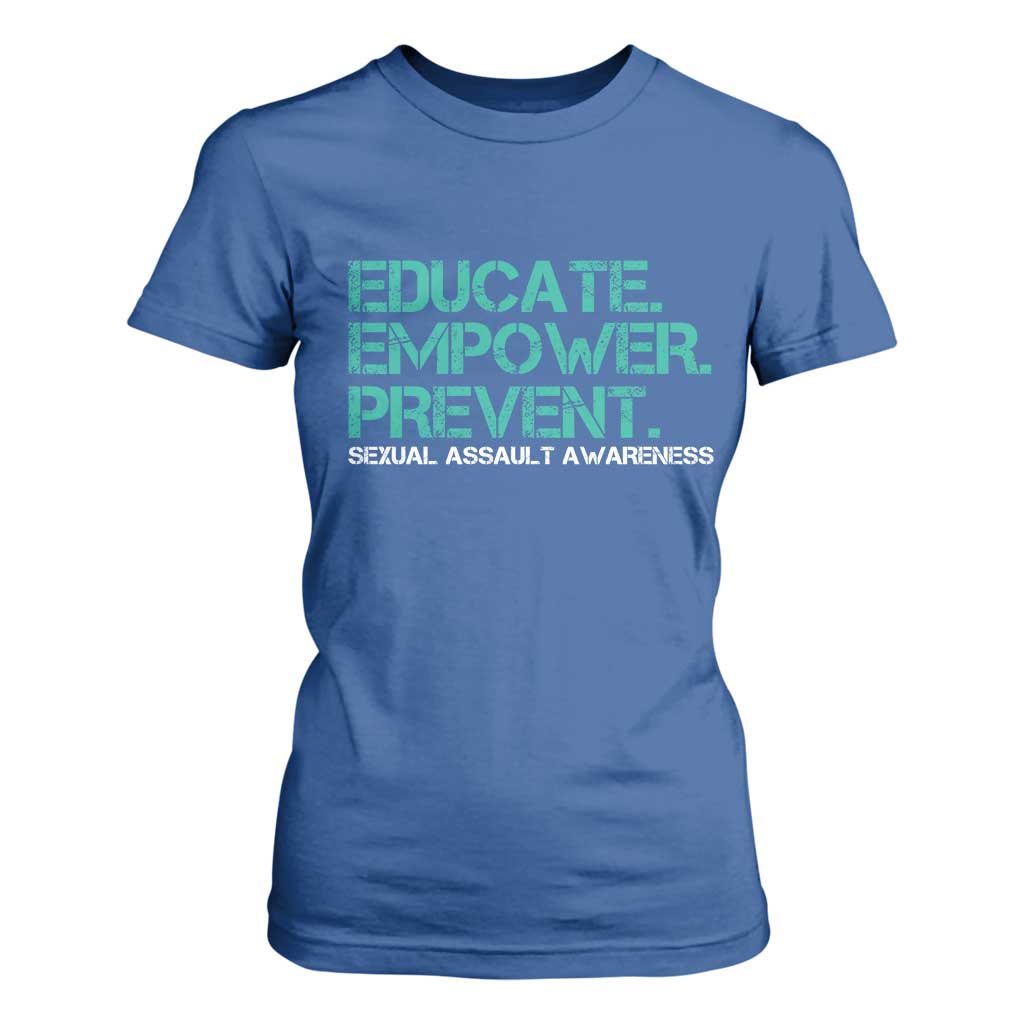 Sexual Assault Prevention Support T Shirt For Women Educate Empower Prevent