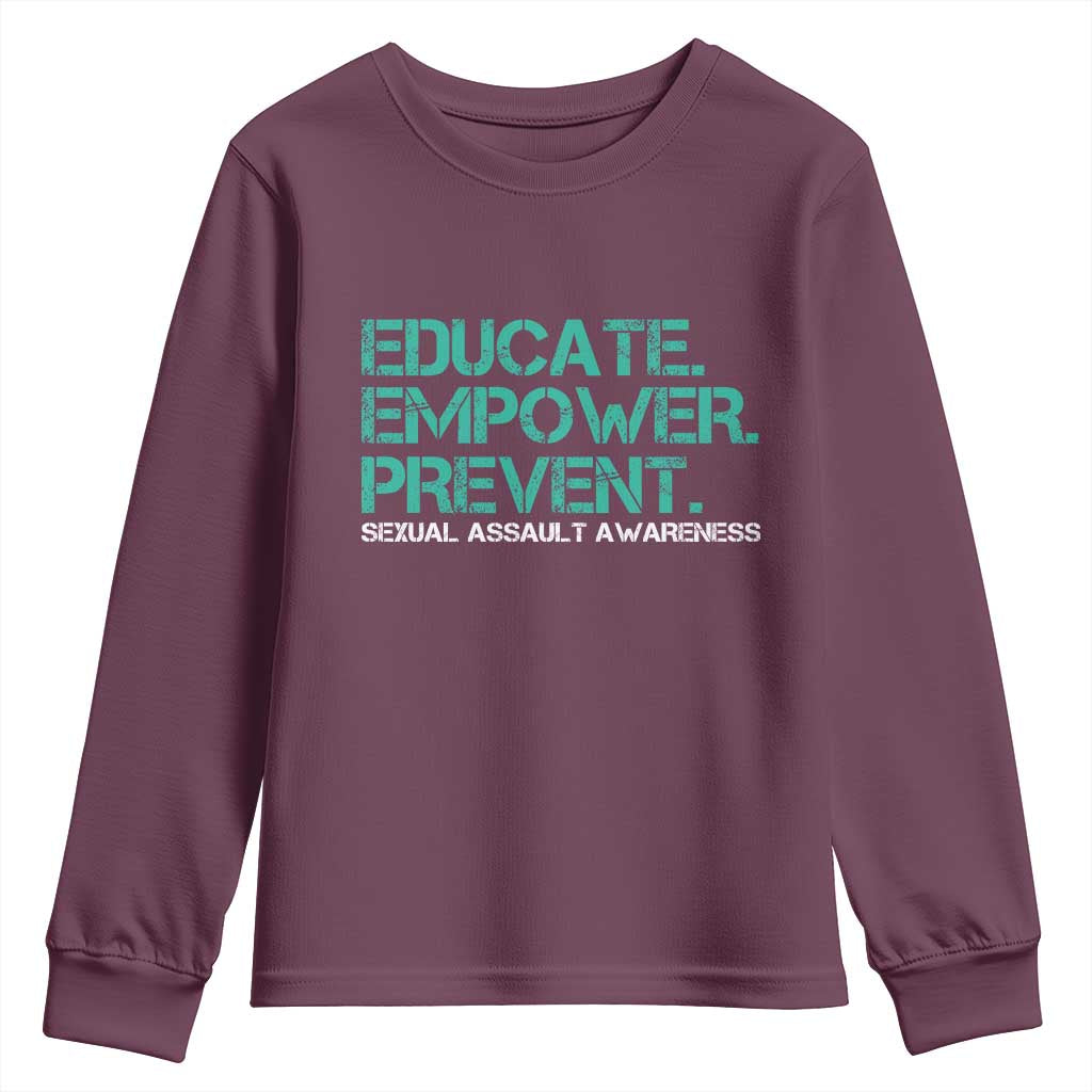 Sexual Assault Prevention Support Youth Sweatshirt Educate Empower Prevent
