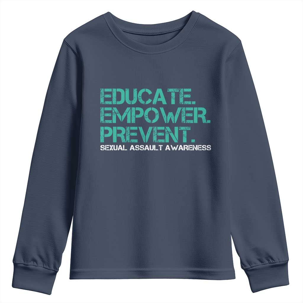 Sexual Assault Prevention Support Youth Sweatshirt Educate Empower Prevent