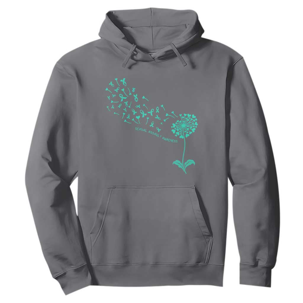 Sexual Assault Prevention Support Hoodie Teal Dandelion Ribbons