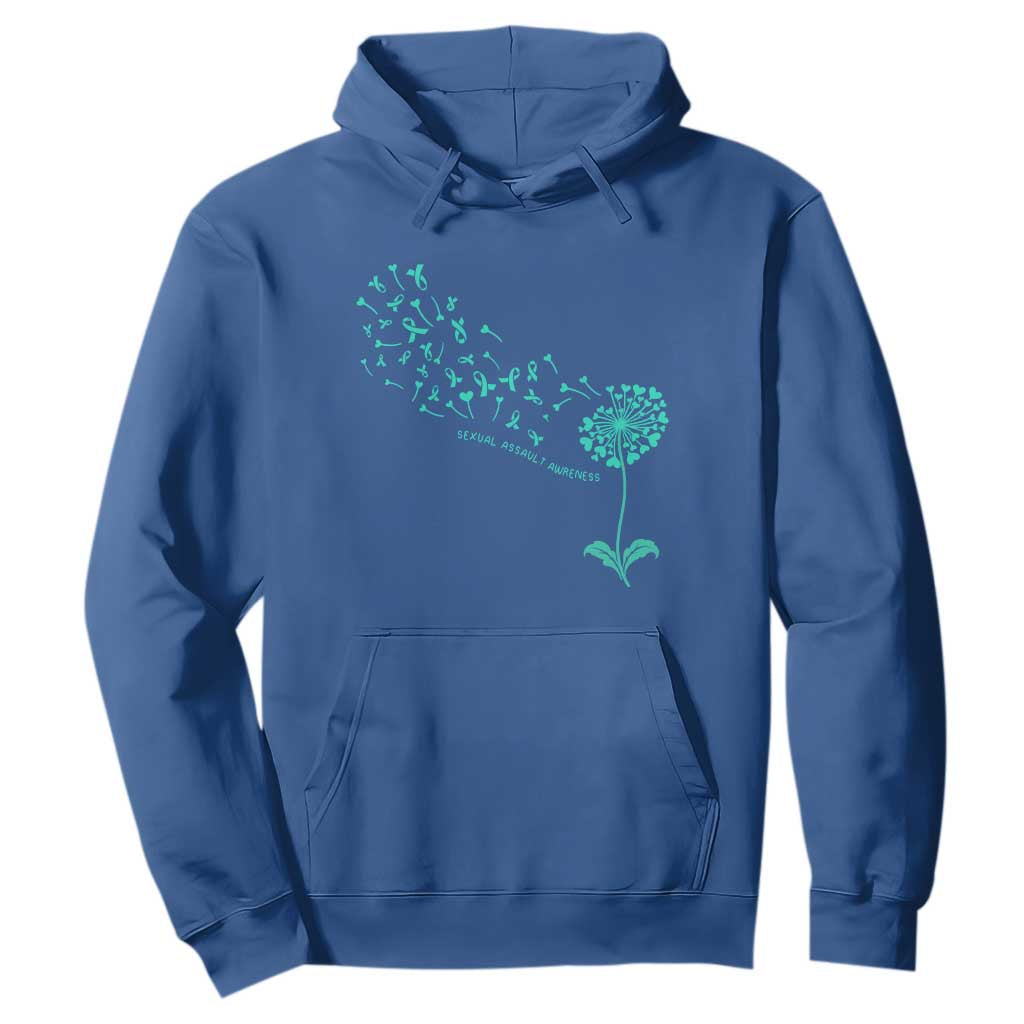 Sexual Assault Prevention Support Hoodie Teal Dandelion Ribbons