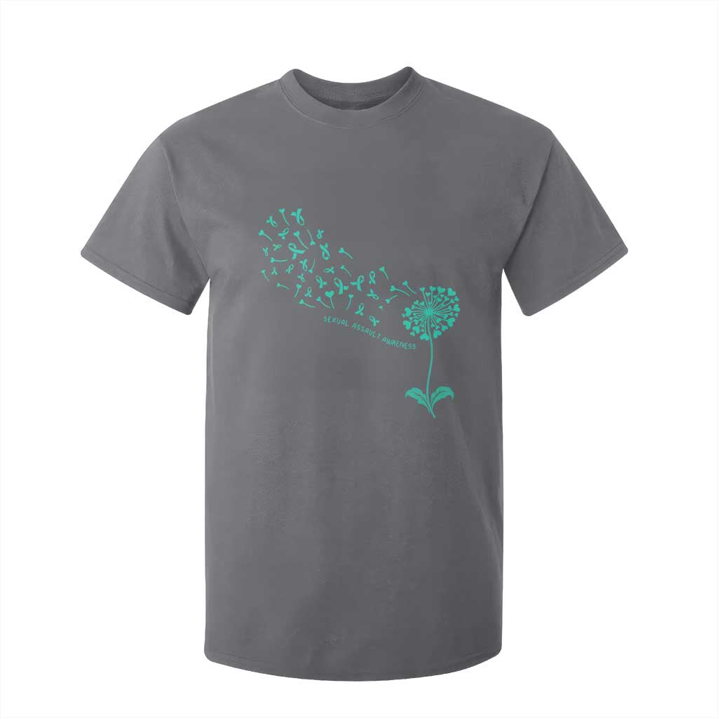 Sexual Assault Prevention Support T Shirt For Kid Teal Dandelion Ribbons
