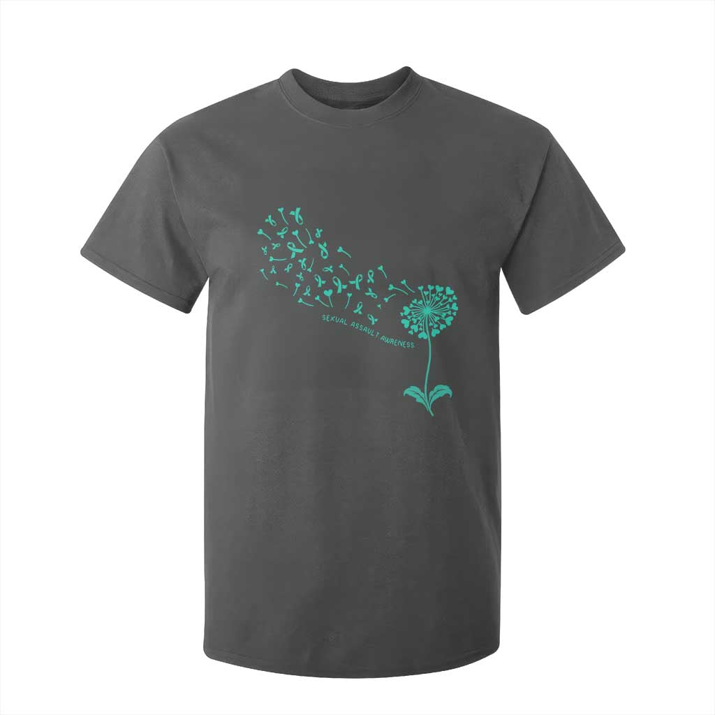 Sexual Assault Prevention Support T Shirt For Kid Teal Dandelion Ribbons