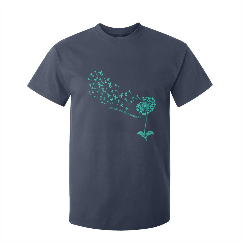 Sexual Assault Prevention Support T Shirt For Kid Teal Dandelion Ribbons