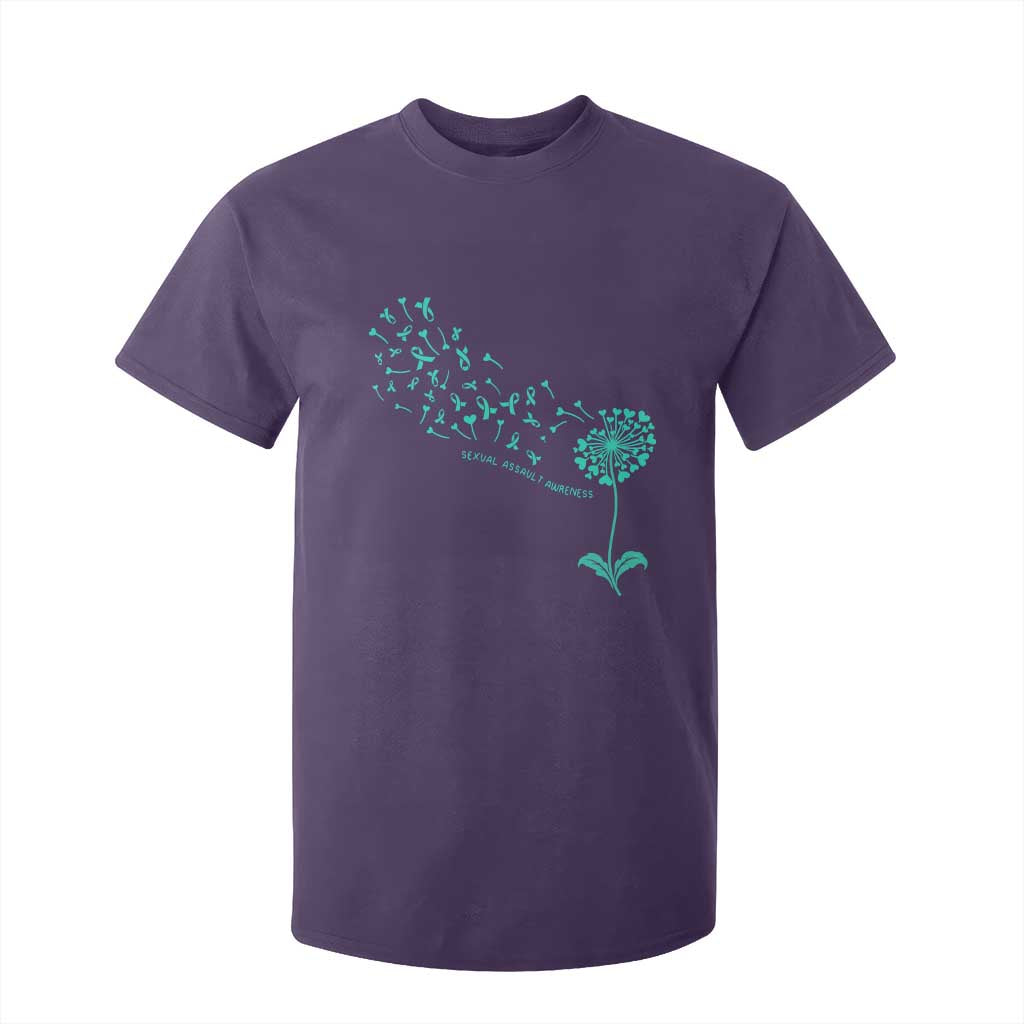 Sexual Assault Prevention Support T Shirt For Kid Teal Dandelion Ribbons