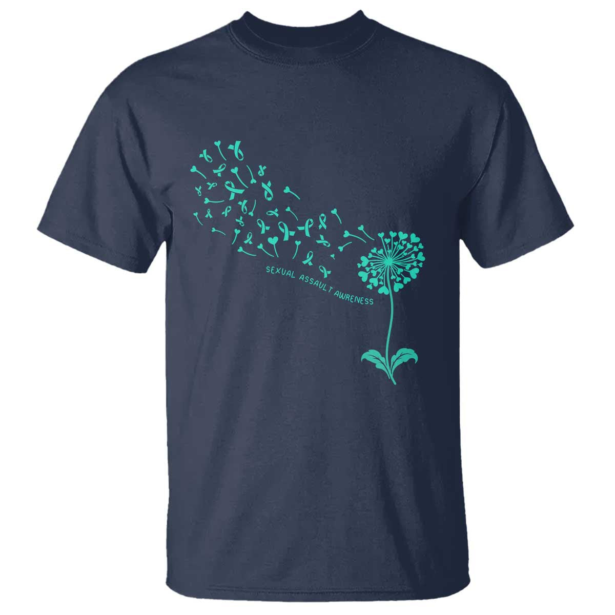 Sexual Assault Prevention Support T Shirt Teal Dandelion Ribbons