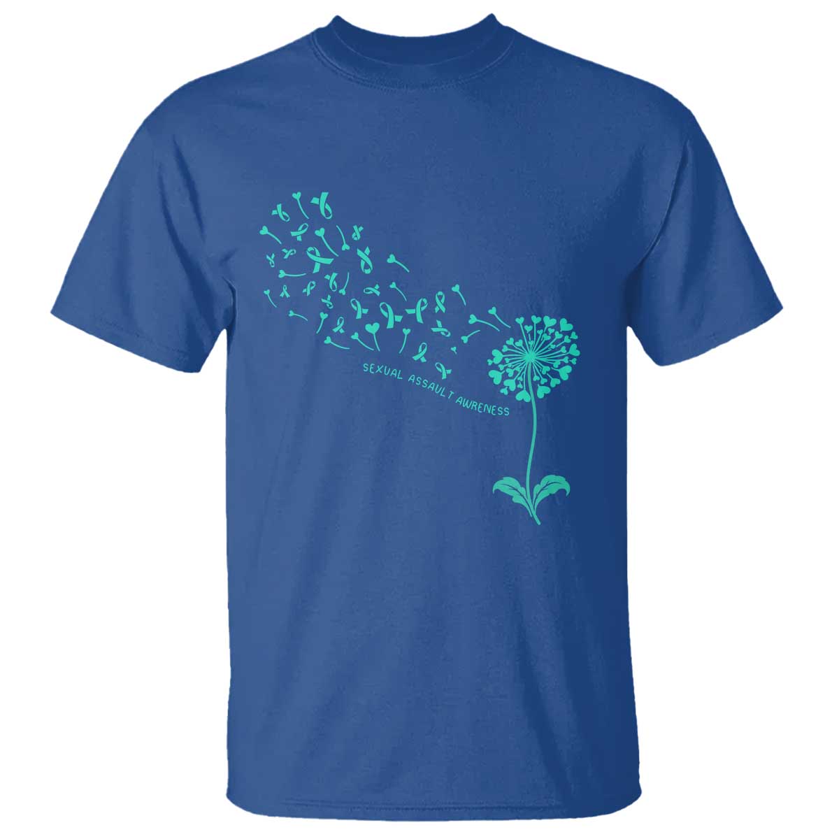 Sexual Assault Prevention Support T Shirt Teal Dandelion Ribbons