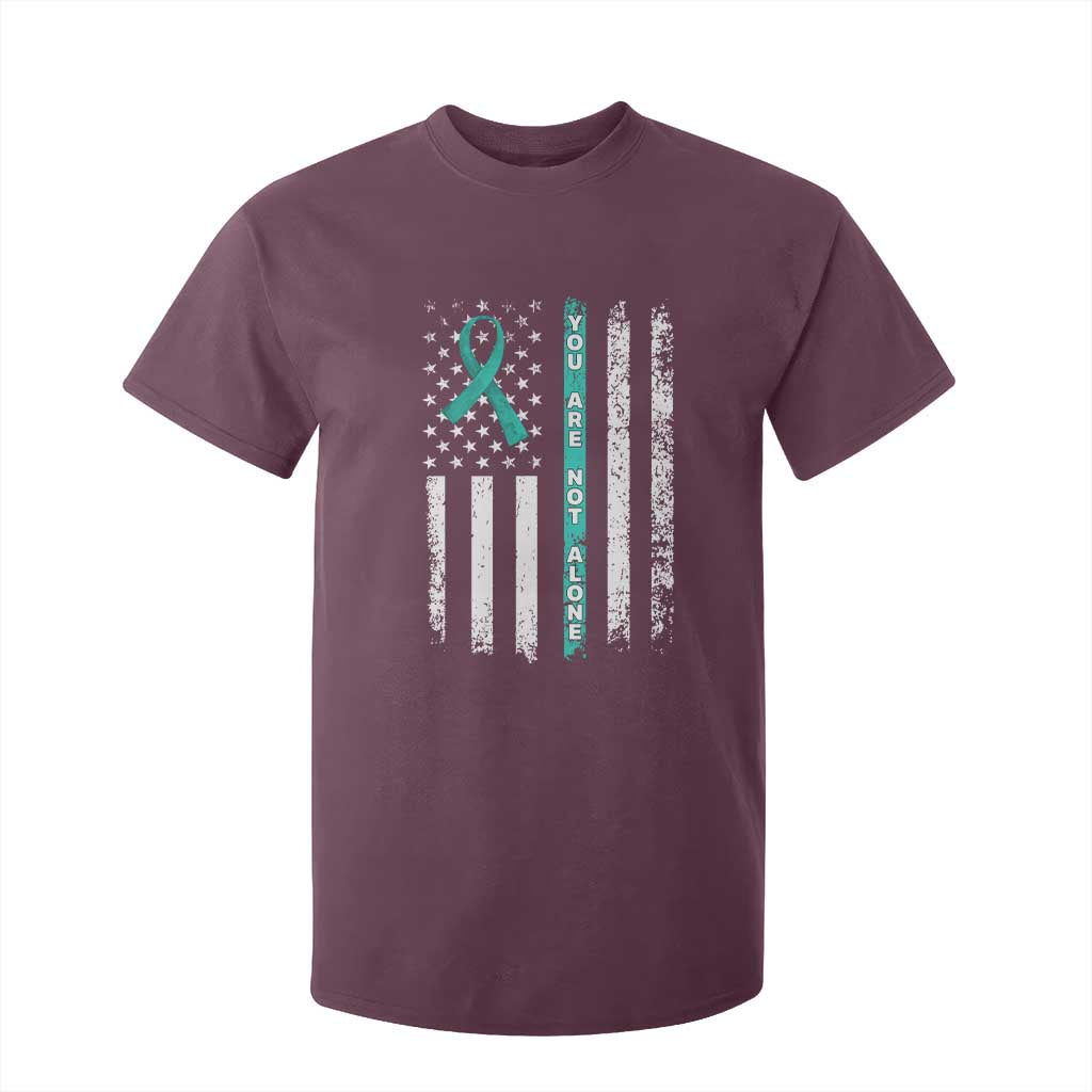 Sexual Assault Prevention Support T Shirt For Kid You Are Not Alone Ribbon Flag