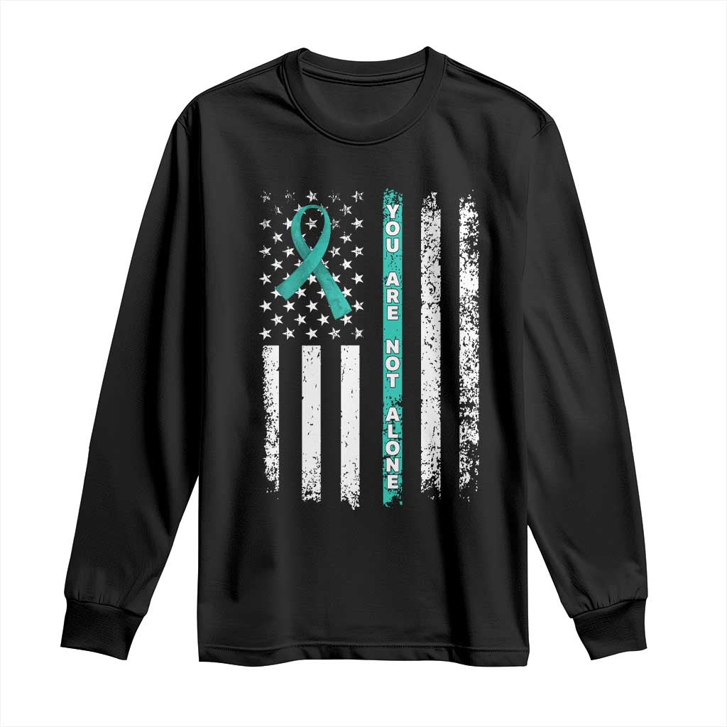 Sexual Assault Prevention Support Long Sleeve Shirt You Are Not Alone Ribbon Flag