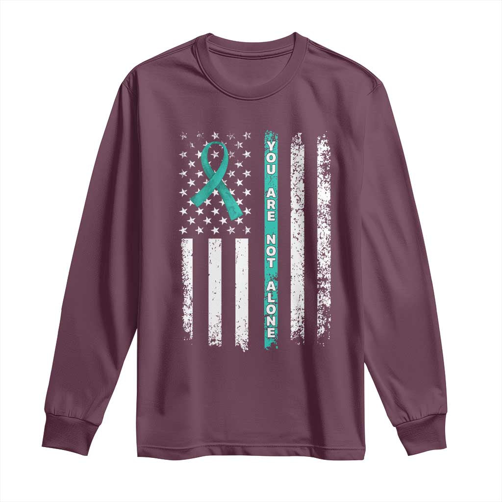 Sexual Assault Prevention Support Long Sleeve Shirt You Are Not Alone Ribbon Flag