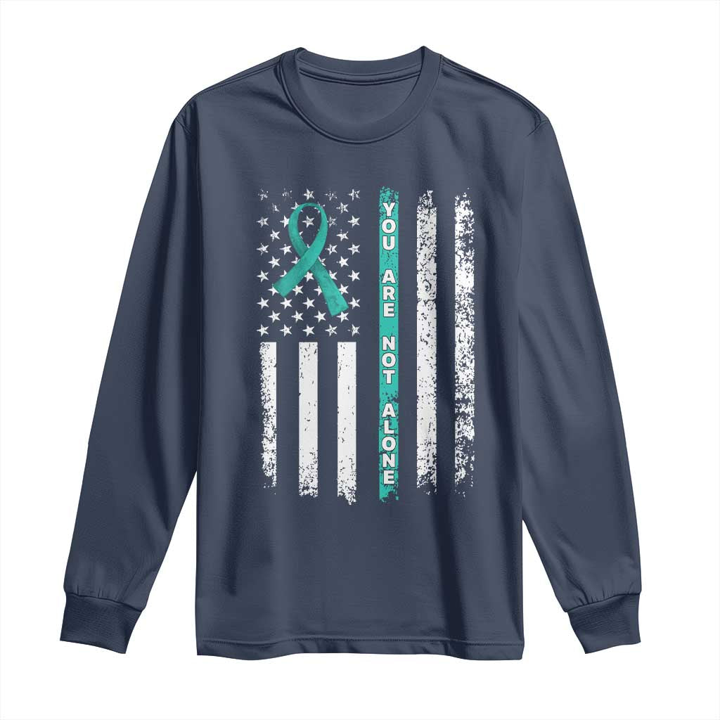 Sexual Assault Prevention Support Long Sleeve Shirt You Are Not Alone Ribbon Flag