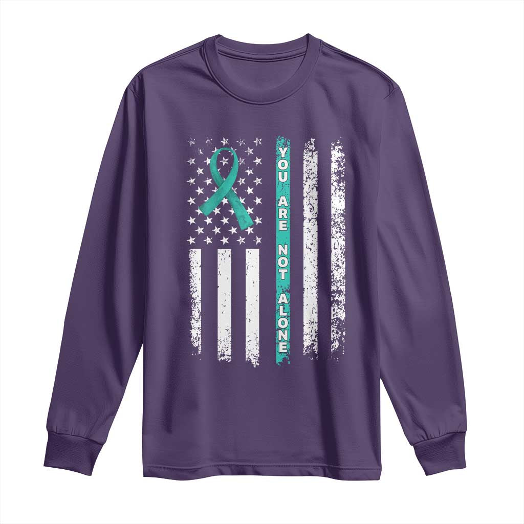 Sexual Assault Prevention Support Long Sleeve Shirt You Are Not Alone Ribbon Flag