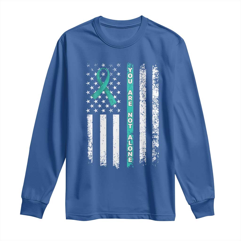 Sexual Assault Prevention Support Long Sleeve Shirt You Are Not Alone Ribbon Flag