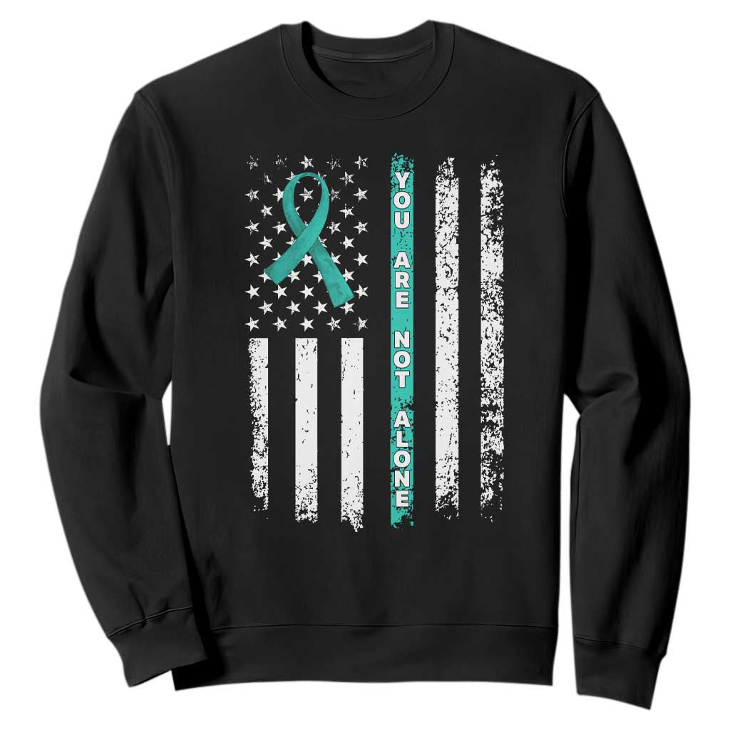 Sexual Assault Prevention Support Sweatshirt You Are Not Alone Ribbon Flag