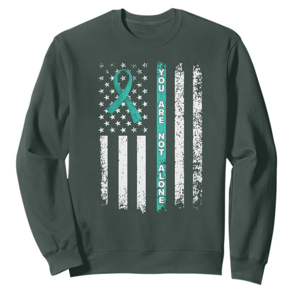 Sexual Assault Prevention Support Sweatshirt You Are Not Alone Ribbon Flag