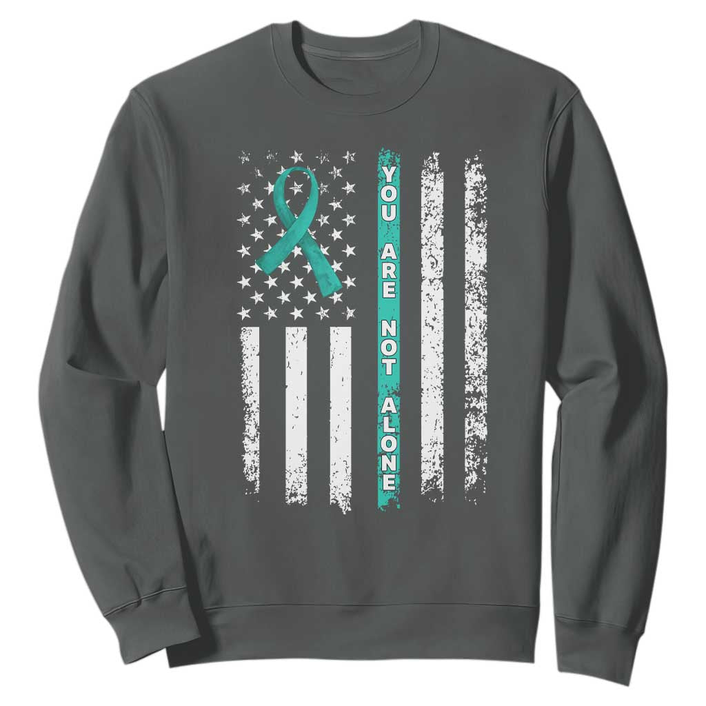 Sexual Assault Prevention Support Sweatshirt You Are Not Alone Ribbon Flag