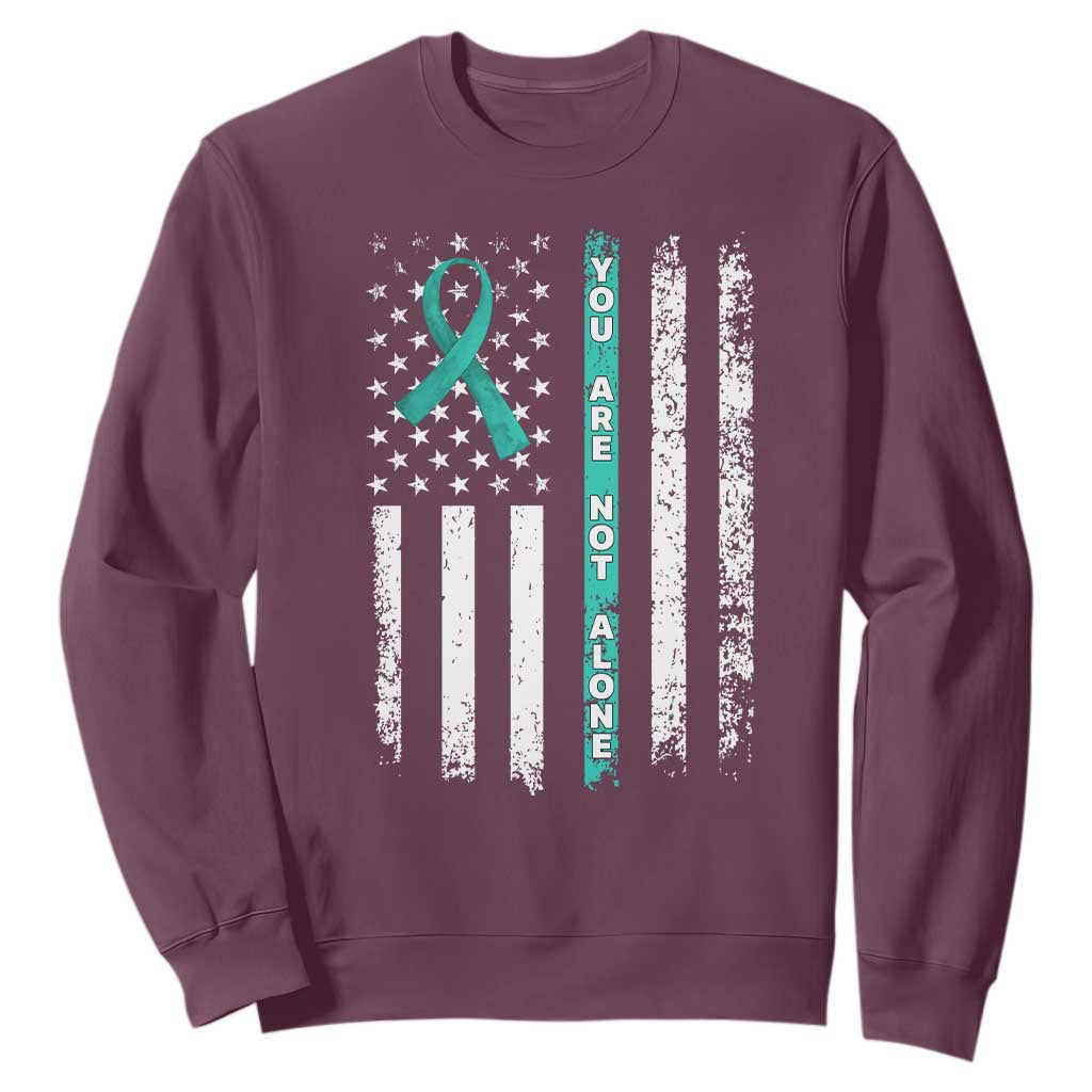 Sexual Assault Prevention Support Sweatshirt You Are Not Alone Ribbon Flag