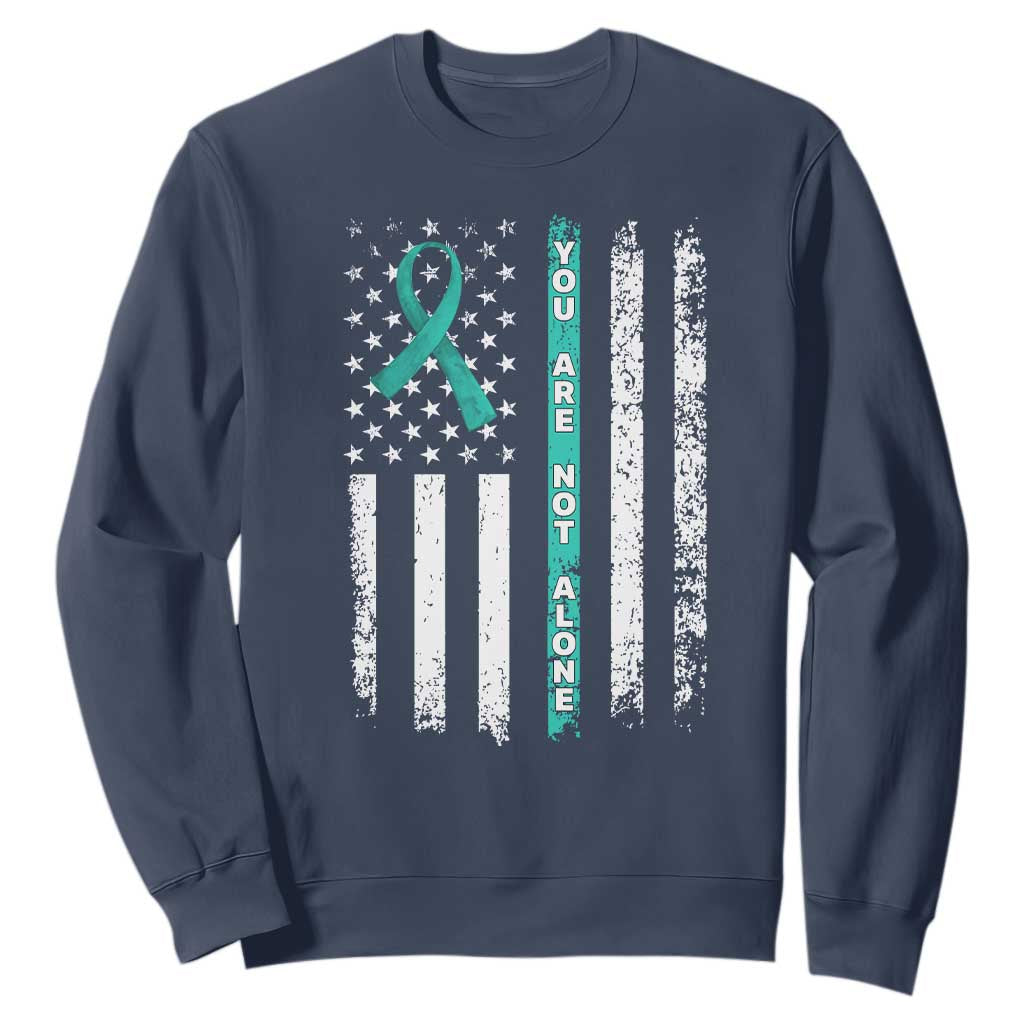 Sexual Assault Prevention Support Sweatshirt You Are Not Alone Ribbon Flag