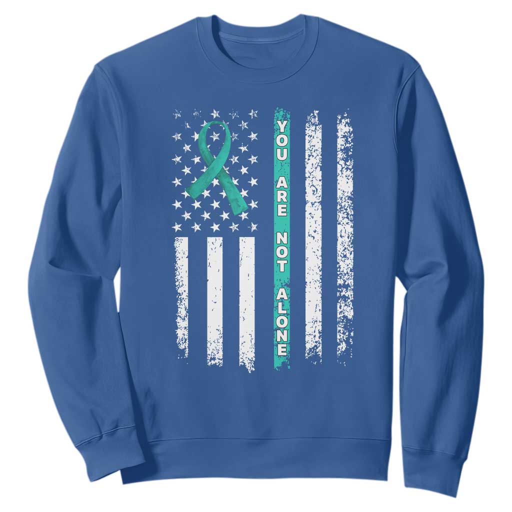 Sexual Assault Prevention Support Sweatshirt You Are Not Alone Ribbon Flag