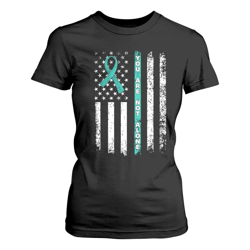 Sexual Assault Prevention Support T Shirt For Women You Are Not Alone Ribbon Flag