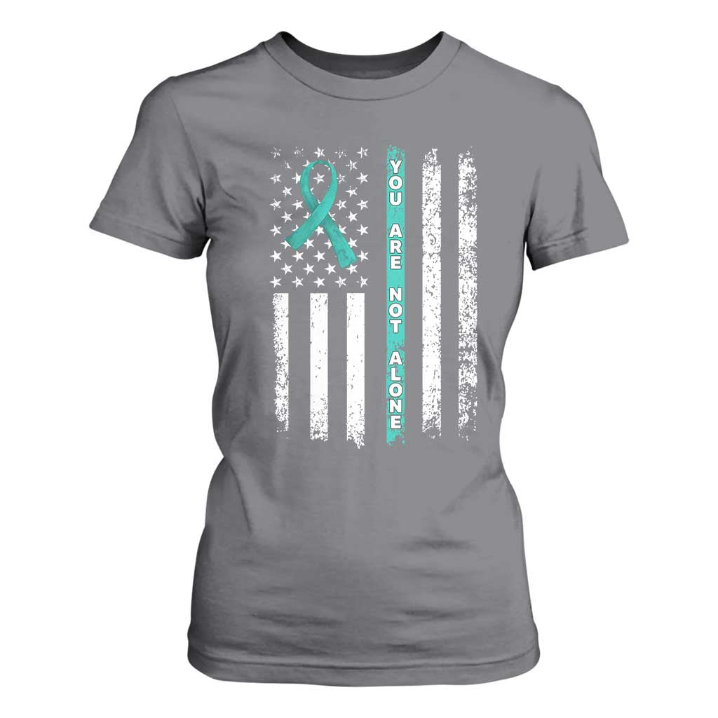 Sexual Assault Prevention Support T Shirt For Women You Are Not Alone Ribbon Flag