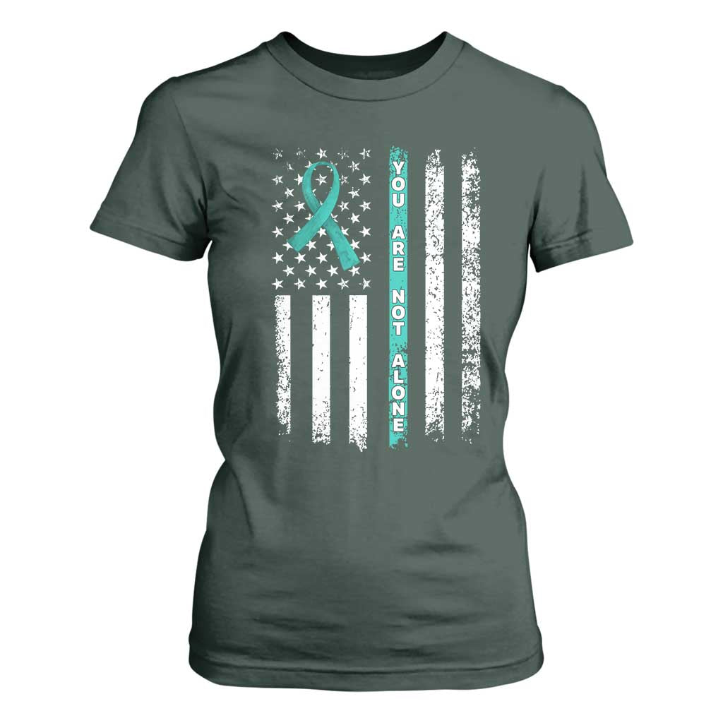 Sexual Assault Prevention Support T Shirt For Women You Are Not Alone Ribbon Flag