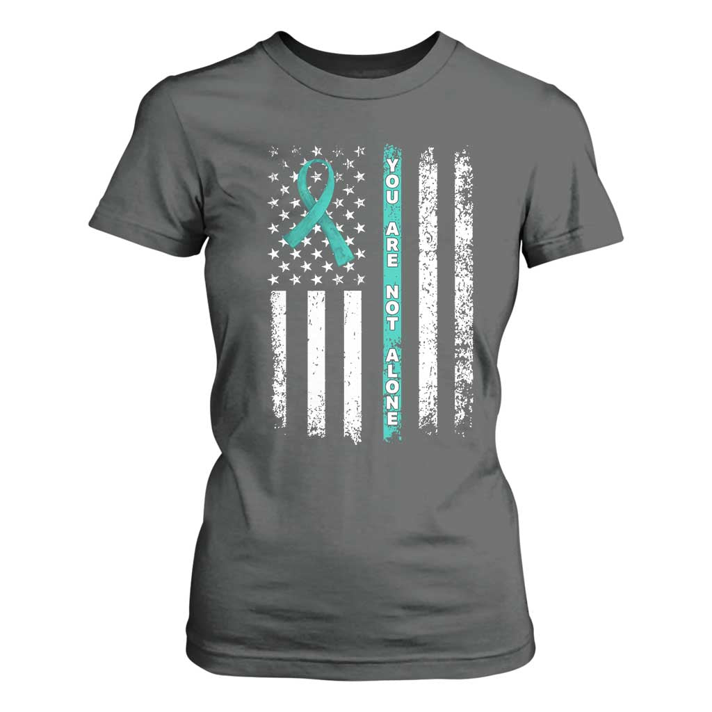 Sexual Assault Prevention Support T Shirt For Women You Are Not Alone Ribbon Flag
