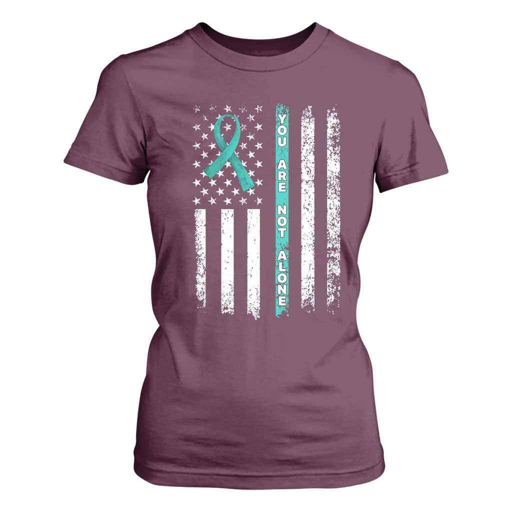 Sexual Assault Prevention Support T Shirt For Women You Are Not Alone Ribbon Flag