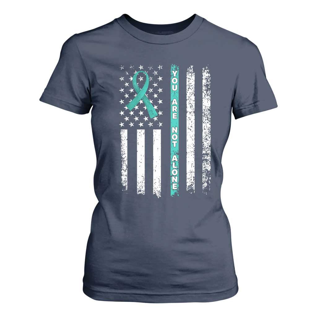 Sexual Assault Prevention Support T Shirt For Women You Are Not Alone Ribbon Flag