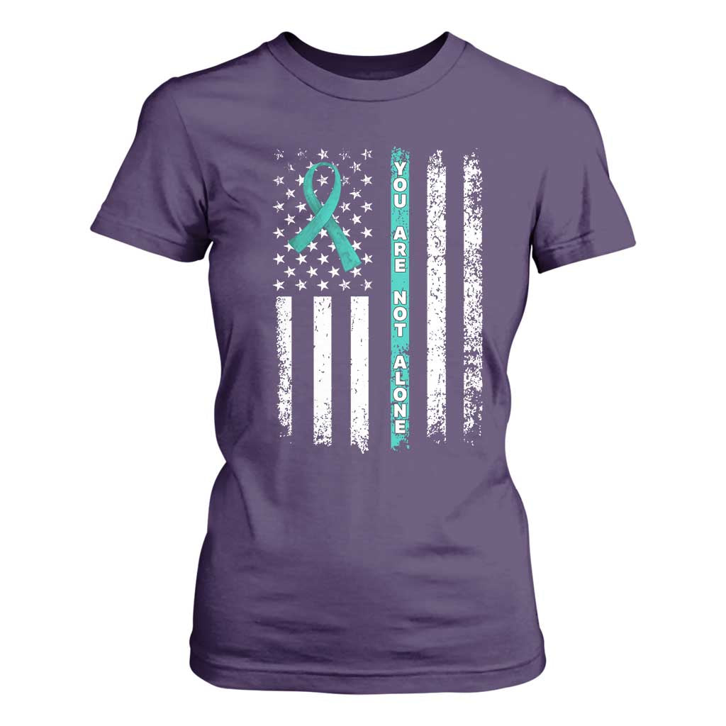 Sexual Assault Prevention Support T Shirt For Women You Are Not Alone Ribbon Flag