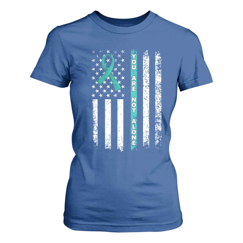 Sexual Assault Prevention Support T Shirt For Women You Are Not Alone Ribbon Flag