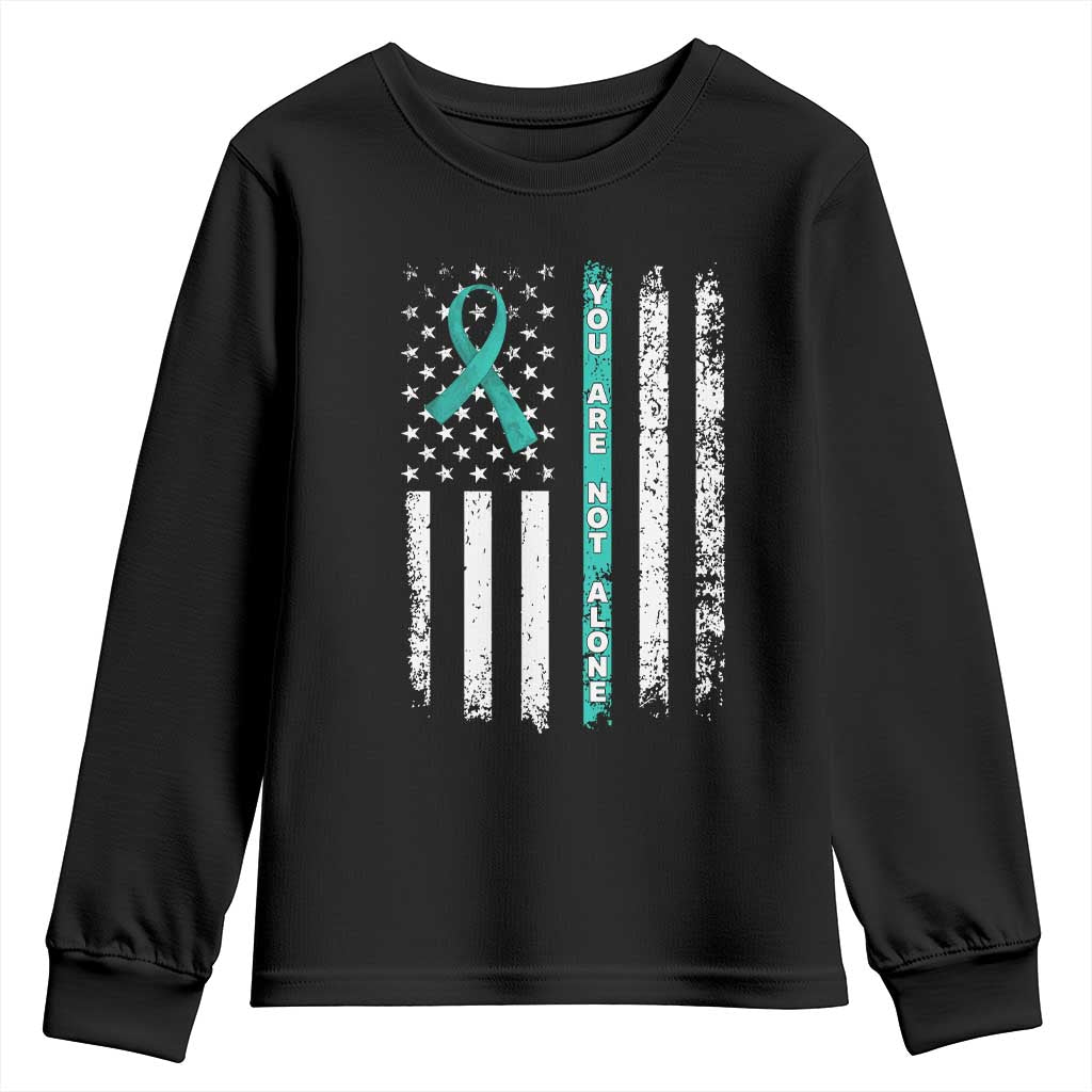 Sexual Assault Prevention Support Youth Sweatshirt You Are Not Alone Ribbon Flag
