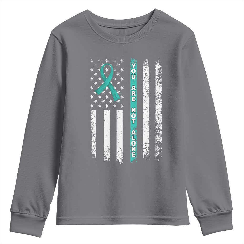 Sexual Assault Prevention Support Youth Sweatshirt You Are Not Alone Ribbon Flag