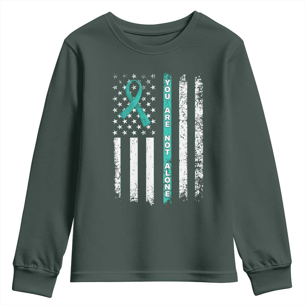Sexual Assault Prevention Support Youth Sweatshirt You Are Not Alone Ribbon Flag