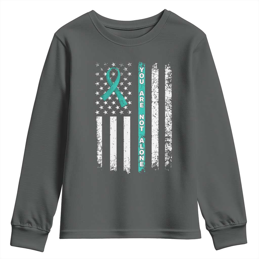 Sexual Assault Prevention Support Youth Sweatshirt You Are Not Alone Ribbon Flag