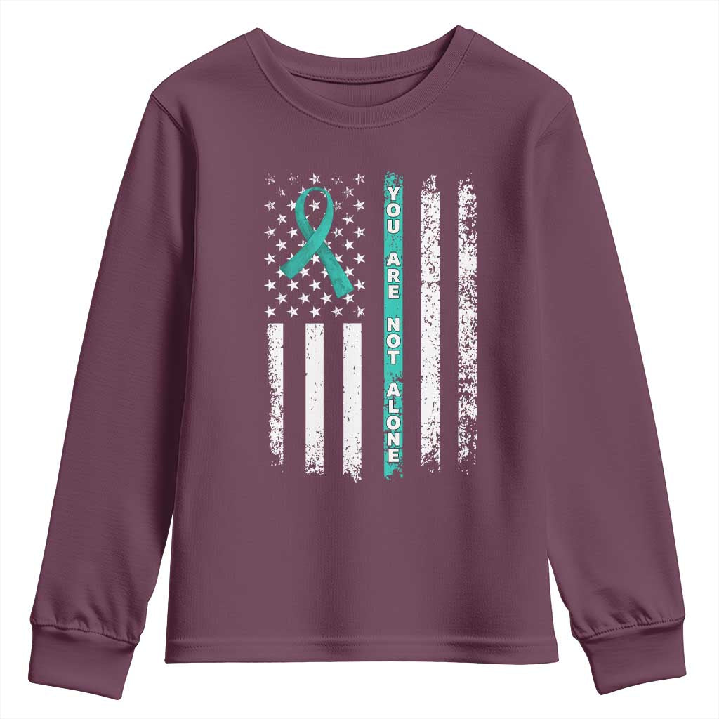 Sexual Assault Prevention Support Youth Sweatshirt You Are Not Alone Ribbon Flag