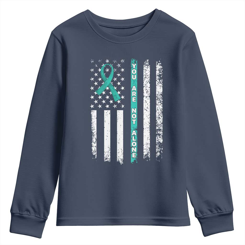 Sexual Assault Prevention Support Youth Sweatshirt You Are Not Alone Ribbon Flag