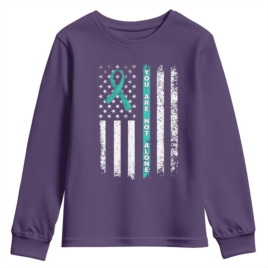 Sexual Assault Prevention Support Youth Sweatshirt You Are Not Alone Ribbon Flag