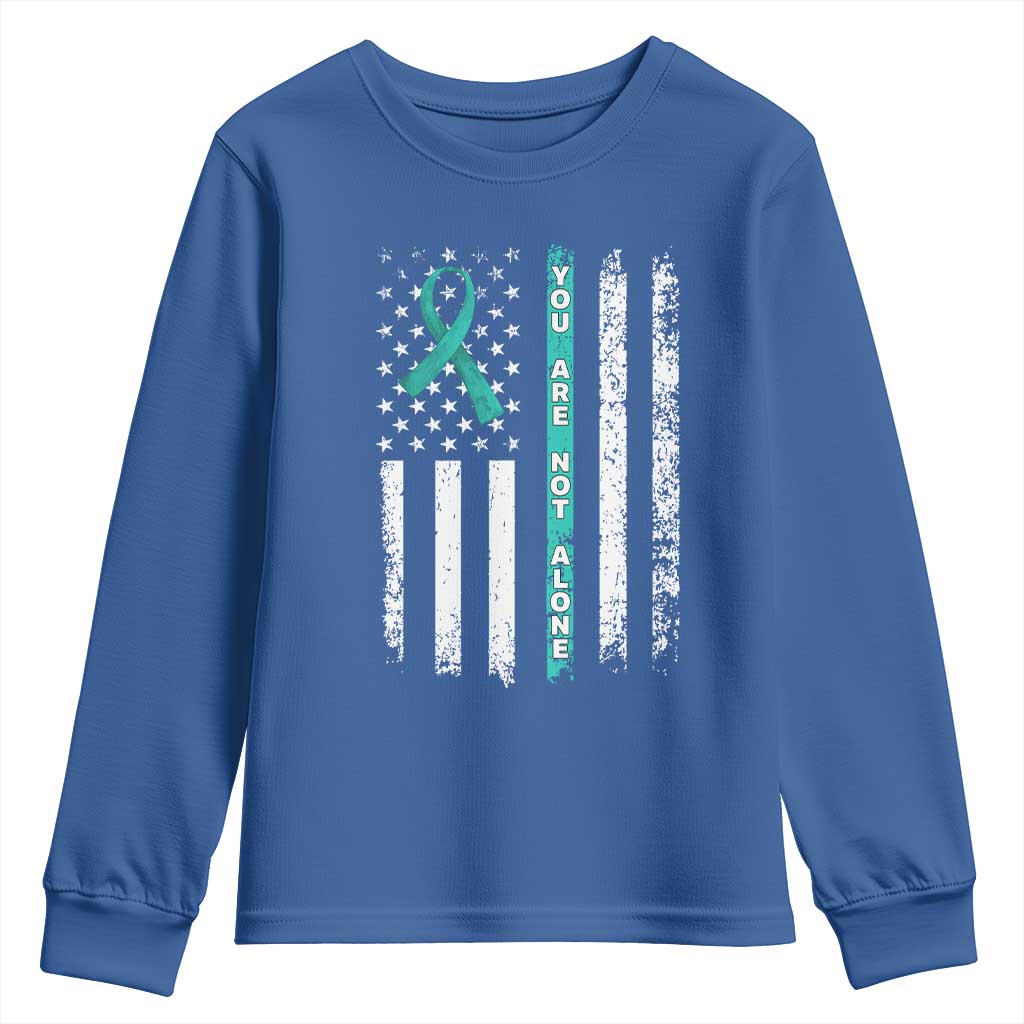 Sexual Assault Prevention Support Youth Sweatshirt You Are Not Alone Ribbon Flag