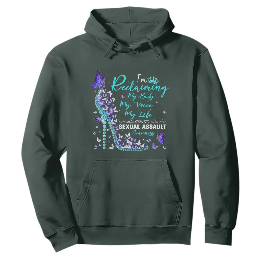 Sexual Assault Prevention Support Hoodie I Am Reclaiming My Body My Voice My Life Womens Rights