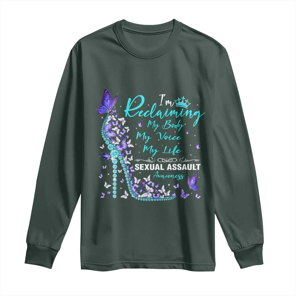 Sexual Assault Prevention Support Long Sleeve Shirt I Am Reclaiming My Body My Voice My Life Womens Rights