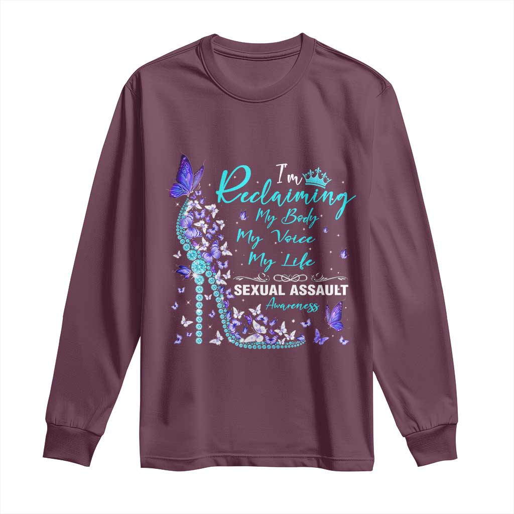 Sexual Assault Prevention Support Long Sleeve Shirt I Am Reclaiming My Body My Voice My Life Womens Rights